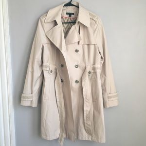Via Spiga Tan Belted Double Breasted Trench Coat